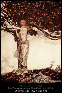 Fine Art Poster sample showing an illustration from Arthur Rackham for ''The Rhinegold & The Valkyrie'' (1910), written by Richard Wagner