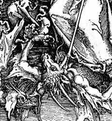 Detail from Albrecht Durer's 'St Michael Fighting the Dragon' in ''Appocalipsis cum Figuris''