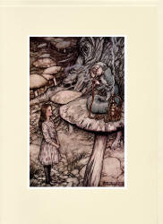 Greeting Card sample showing an image from ''Alice's Adventure in Wonderland'' (1907), illustrated by Arthur Rackham