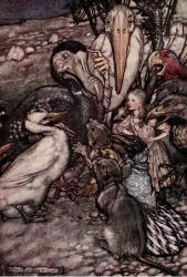 Arthur Rackham - 'They all crowded round it panting and asking, ''But who has won?''' from ''Alice's Adventure in Wonderland'' (1907)
