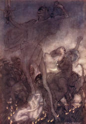Arthur Rackham - 'Thyl Ulenspiegel and the Seven' from ''The Allies' Fairy Book'' (1916)