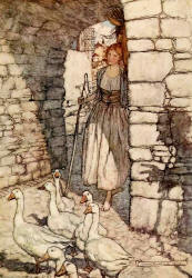 Arthur Rackham - one of two colour illustrations for 'The Goosegirl' from the 1909 Edition of ''The Fairy Tales of the Brothers Grimm''