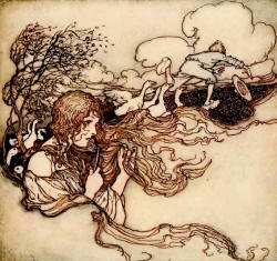 Arthur Rackham - one of two colour illustrations for 'The Goosegirl' from the 1909 Edition of ''The Fairy Tales of the Brothers Grimm''