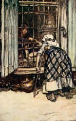 Arthur Rackham - one of two colour illustrations for 'Hansel and Grethel' from the 1909 Edition of ''The Fairy Tales of the Brothers Grimm''