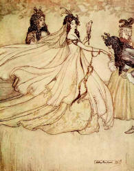 Arthur Rackham - colour illustration for 'Ashenputtel' from the 1909 Edition of ''The Fairy Tales of the Brothers Grimm''