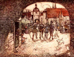 Arthur Rackham - one of three colour illustrations for 'The Four Clever Brothers' from the 1909 Edition of ''The Fairy Tales of the Brothers Grimm''