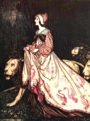 Arthur Rackham - colour illustration for 'The Lady and the Lion' from the 1909 Edition of ''The Fairy Tales of the Brothers Grimm''