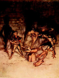Arthur Rackham - colour illustration for 'The Youth who could not Shudder' from the 1909 Edition of ''The Fairy Tales of the Brothers Grimm''