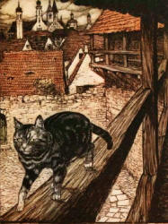 Arthur Rackham - one of two colour illustrations for 'The Cat and Mouse in Partnership' from the 1909 Edition of ''The Fairy Tales of the Brothers Grimm''