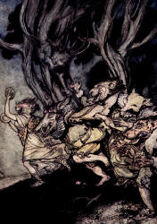 Arthur Rackham - 'They com in making a riotous and unruly noise' from ''Comus'' (1921)