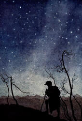 Arthur Rackham - '... the Stars, That nature hung in Heav'n, and fill'd their Lamps, With everlasting oil, to give due light, To the misled and lonely Traveller' from ''Comus'' (1921)