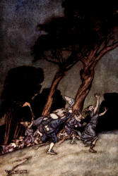 Arthur Rackham - 'The wonted roar was up amidst the Woods, And fill'd the Air with barbarous dissonance' from ''Comus'' (1921)