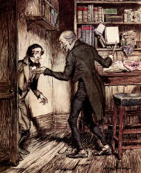 Arthur Rackham - '''Now, I'll tell you what, my friend,'' said Scrooge. ''I am not going to stand this sort of thing any longer.''' from ''A Christmas Carol'' (1915), written by Charles Dickens