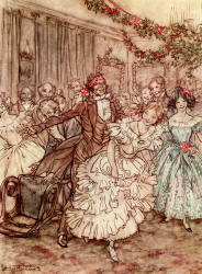Arthur Rackham - 'The way he went after that plump sister in the lace tucker!' from ''A Christmas Carol'' (1915), written by Charles Dickens