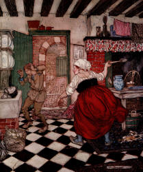 Arthur Rackham - 'Many's the beating he had from the broomstick or the ladle' from ''English Fairy Tales'' (1918)