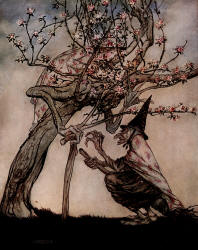 Arthur Rackham - 'Tree of mine! O Tree of mine! Have you seen my naughty little maid' from ''English Fairy Tales'' (1918)