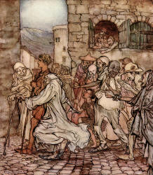 Arthur Rackham - 'As Perseus walked along the people pointed after him' from ''Hawthorne's Wonder Book'' (1922)