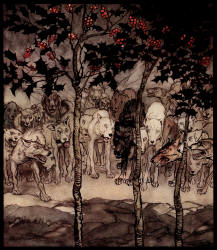 Arthur Rackham - 'They stood outside filled with savery and terror' from ''Irish Fairy Tales'' (1920)