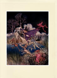 Greeting Card sample showing an Arthur Rackham illustrations from ''The Legend of Sleepy Hollow'' (1928)