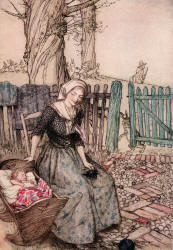 Arthur Rackham - 'Bye, baby bunting' from ''Mother Goose: The Old Nursery Rhymes'' (1913)