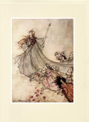 Greeting Card sample showing an image from Shakespeare's ''A Midsummer-Night's Dream'' (1908), illustrated by Arthur Rackham