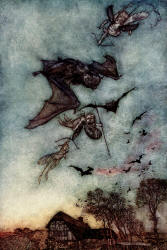 Arthur Rackham - 'Some war with rere-mice for their leathern wings' from Shakespeare's ''A Midsummer-Night's Dream'' (1908)
