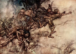 Arthur Rackham - 'O monstrous! O strange! we are haunted. Pray, masters! fly, masters! Help!' from Shakespeare's ''A Midsummer-Night's Dream'' (1908)