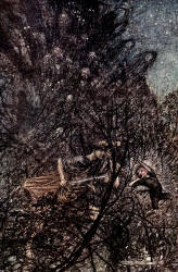 Arthur Rackham - 'Up and down, up and down, Goblin, lead them up and down' from Shakespeare's ''A Midsummer-Night's Dream'' (1908)