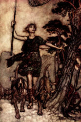 Arthur Rackham - 'We will, fair queen, up to the mountains' top, And mark the musical confusion, Of hounds and echo in conjunction' from Shakespeare's ''A Midsummer-Night's Dream'' (1908)