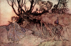 Arthur Rackham - 'How now, spirit! whither wander you?' from Shakespeare's ''A Midsummer-Night's Dream'' (1908)