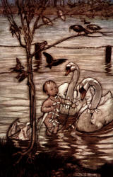 Arthur Rackham - 'After this the birds said that they would help him no more in his mad enterprise' from ''Peter Pan in Kensignton Gardens'' (1906)