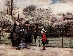 Arthur Rackham - 'When you meet grown-up people in the Gardens who puff and blos as if they thoughts themselves bigger than they are' from ''Peter Pan in Kensignton Gardens'' (1906)