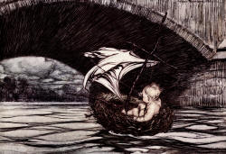 Arthur Rackham - 'He passed under the bridge and came within full sight of the delectable Gardens' from ''Peter Pan in Kensignton Gardens'' (1906)