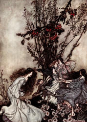 Arthur Rackham - 'Fairies never say, ''We feel happy''; what they say is, ''We feel dancey''' from ''Peter Pan in Kensignton Gardens'' (1906)