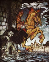 Arthur Rackham's colour illustration for 'Metzengerstein' from the 1935 Edition of ''Poe's Tales of Mystery and Imagination''