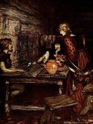 Arthur Rackham - 'Funding discovers the likeness between Siegmund and Sieglind' from ''The Rhinegold & The Valkyrie'' (1910), written by Richard Wagner