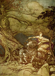 Arthur Rackham - 'Fricka approaches in anger' from ''The Rhinegold & The Valkyrie'' (1910), written by Richard Wagner