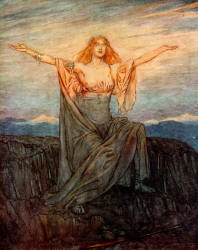 Arthur Rackham - 'Sun, I hail thee! Hail, O light! Hail, O glorious day!' from ''Siegfried & The Twilight of the Gods'' (1911), written by Richard Wagner