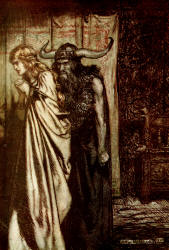 Arthur Rackham - 'O wife betrayed, I will avenge, Thy trust deceived' from ''Siegfried & The Twilight of the Gods'' (1911), written by Richard Wagner