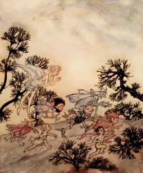 Arthur Rackham - 'Go charge my goblins that they grind their joints, With dry convulsions' from ''The Tempest'' (1926)