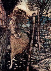 Arthur Rackham - 'Undine outside the window' from ''Undine'' (1909)