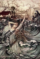 Arthur Rackham's 'Soon she was lost to sight in the Danube' from the 1909 Edition of ''Undine''