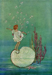 Ida Rentoul Outhwaite - 'Anne rides on a Nautilus Shell' from ''The Enchanted Forest'' (1921)