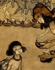 Detail from 'All through Egypt every man burns a lamp' by Arthur Rackham