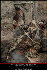 Fine Art Poster sample showing an Arthur Rackham illustration from ''The Romance of King Arthur and His Knights of the Round Table'' (1917)