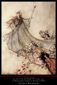Fine Art Poster sample showing an image from Shakespeare's ''A Midsummer-Night's Dream'' (1908), illustrated by Arthur Rackham