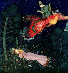 Edmund Dulac's 'There he found the Princess asleep and saw that her face was the face he had seen in the portrait' from the tale 'The Firebird' in ''Edmund Dulac's Fairy-Book''