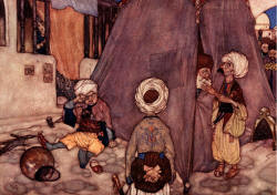 Edmund Dulac - 'Great was the astonishment of the Vizier and the Sultan's escort' from ''Stories from The Arabian Nights'' (1907)