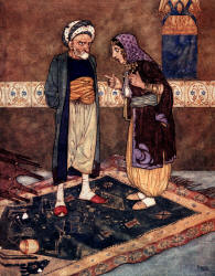 Edmund Dulac - 'As soon as he came in she began to jeer at him' from ''Stories from The Arabian Nights'' (1907)