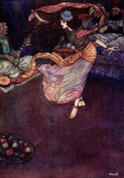 Edmund Dulac - 'Then for the last figure of all she drew out the dagger' from ''Stories from The Arabian Nights'' (1907)